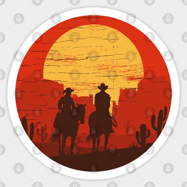 Cowboys of the Wild West - Circle Sticker by JingleSnitch